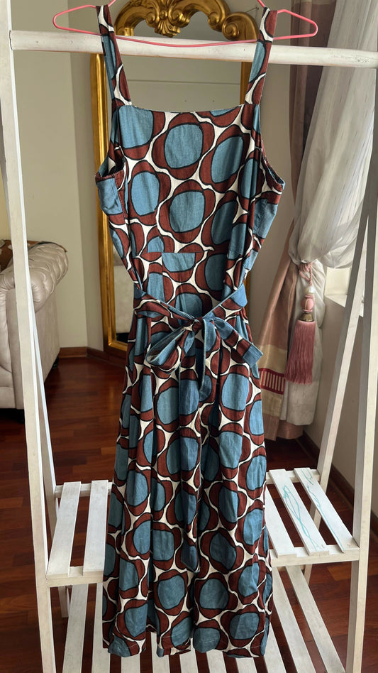 Vestido azul marrón