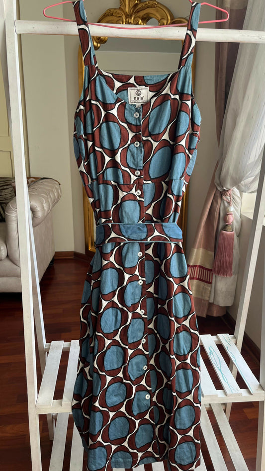 Vestido azul marrón