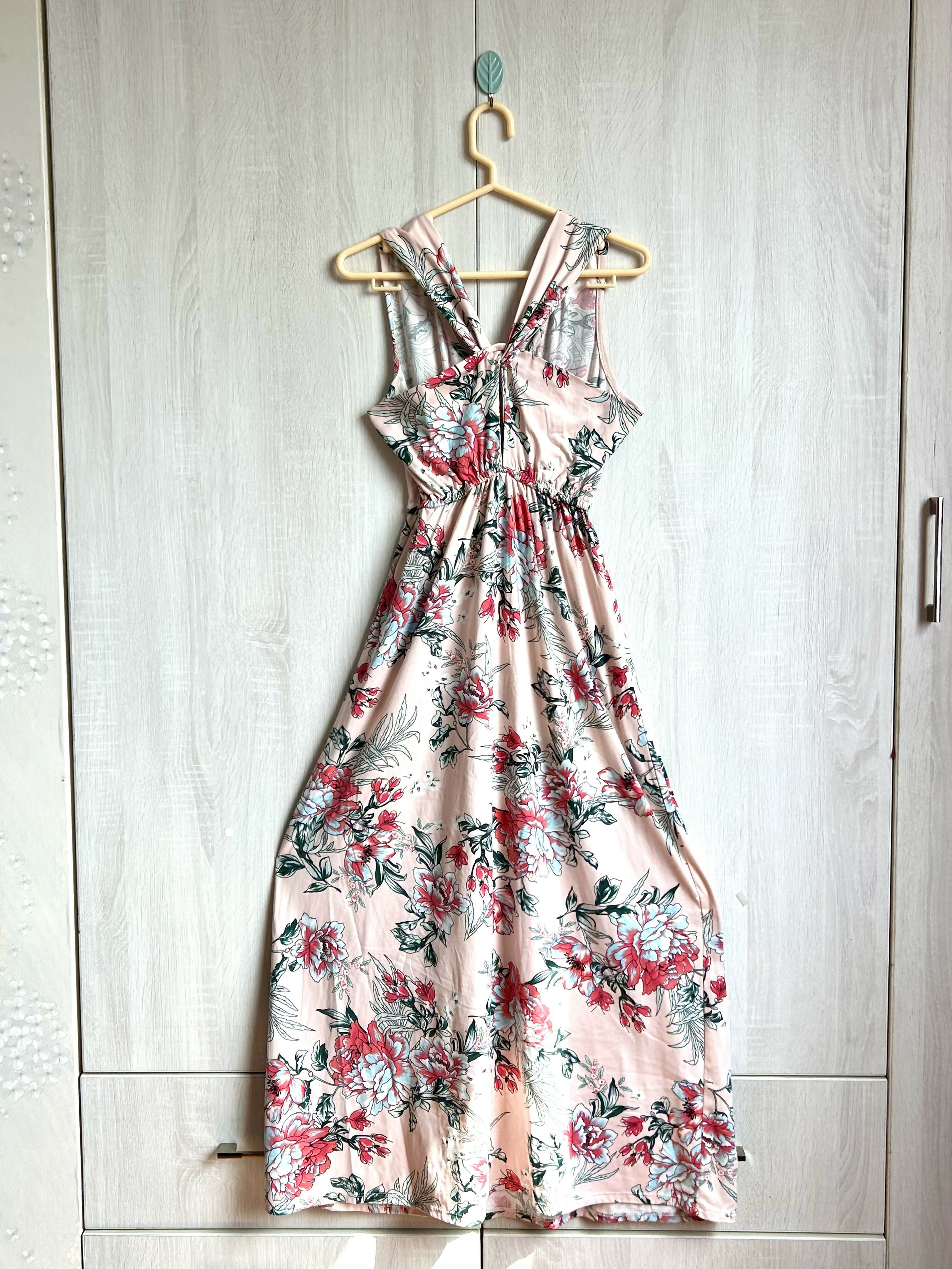 Vestido Largo Floral Rosa